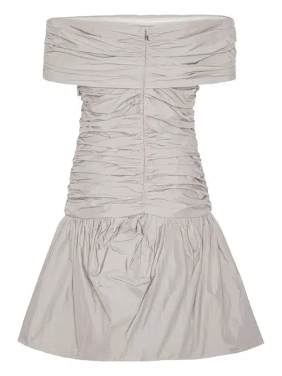 Rotate Birger Christensen Rotate Draped Mini Dress With Rear Zip Closure In Gray