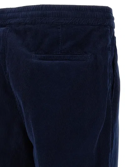 Brunello Cucinelli Drawstring Elastic Waist Casual Pants In Blue