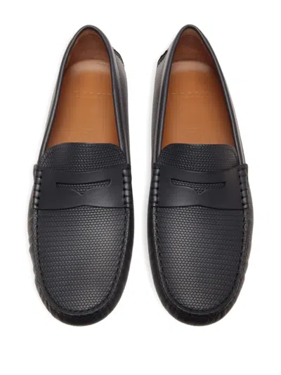 Bally Embossed Penny Loafers In Black
