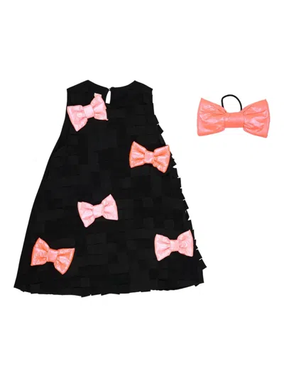 Wauw Capow By Bangbang Bow-embellished Dress (set Of Two) In Black