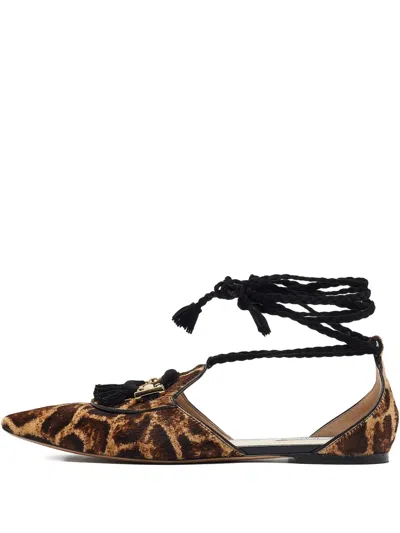 Pre-owned Tod's Vintage Leopard-print Tassel Ballet Flat