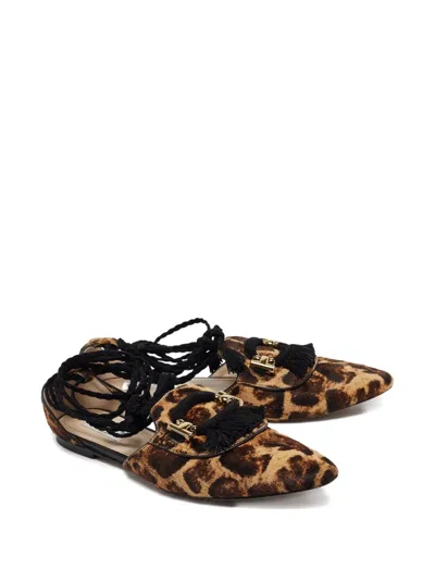 Pre-owned Tod's Vintage Leopard-print Tassel Ballet Flat