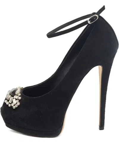 Pre-owned Giuseppe Zanotti Vintage 140mm Crystal-embellished Peep-toe Pumps