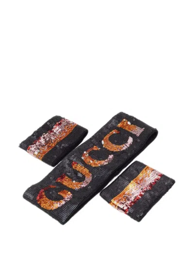 Pre-owned Gucci Sequin-logo Head Band Set