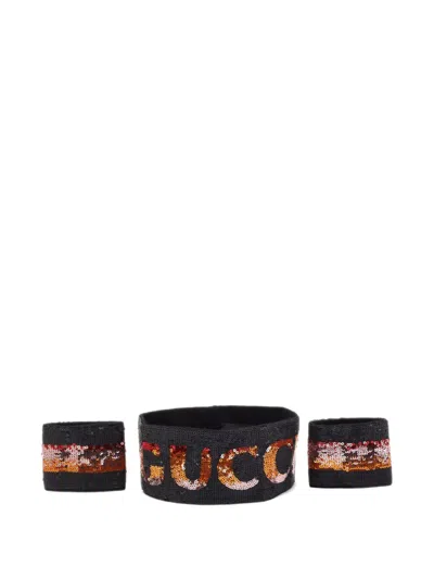 Pre-owned Gucci Sequin-logo Head Band Set