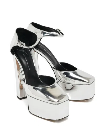 Pre-owned Giuseppe Zanotti Vintage 160mm Bebe Platform Pumps In Gray