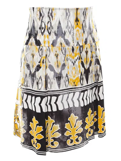 Pre-owned Roberto Cavalli Vintage 2024 Ikat-print Skirt In White