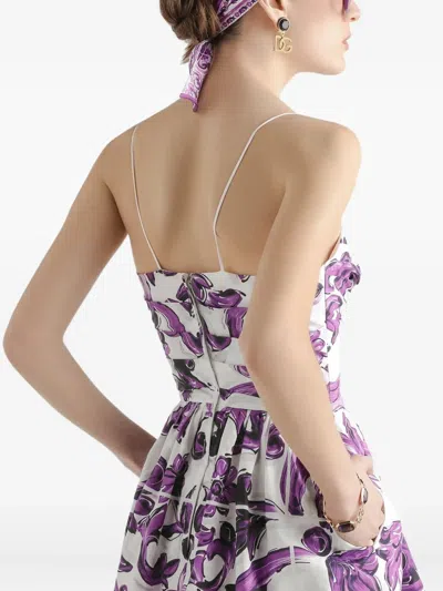 Dolce & Gabbana Maiolica Print Mini Dress In Purple