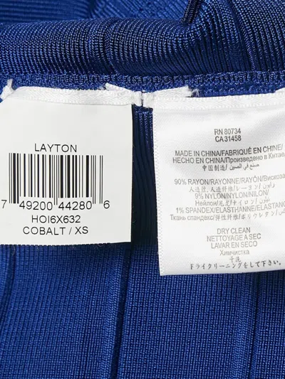 Pre-owned Herve Leger Bandage Short-sleeves Midi Dress In Blue