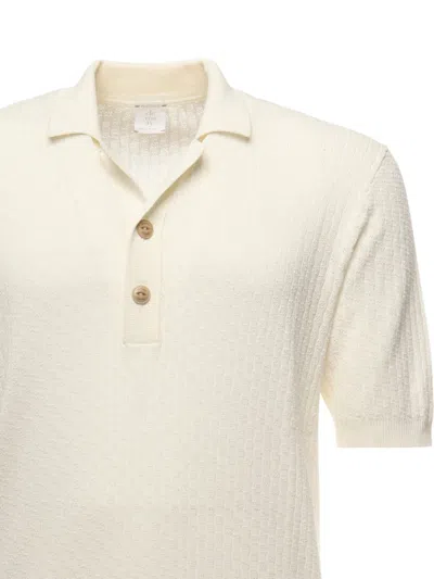 Eleventy Textured Cotton Polo With Ribbed Collar