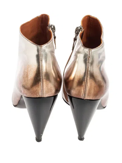 Pre-owned Lanvin 100mm Pointed-toe Ankle Boots In Gold