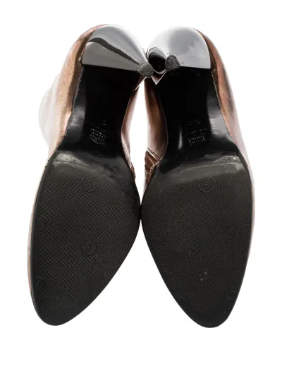 Pre-owned Lanvin 100mm Pointed-toe Ankle Boots In Gold