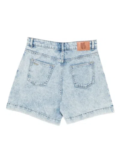 Ba&sh Filou Pleated Denim Shorts In Blue