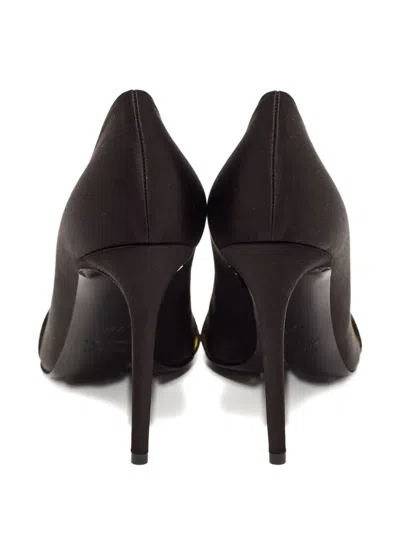 Pre-owned Off-white 110mm Satin Ribbon Pumps In Black