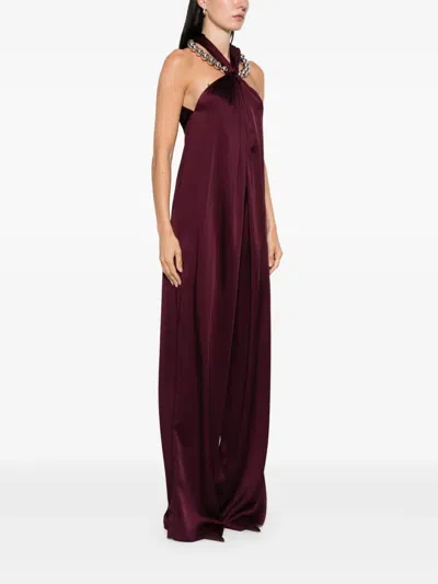 Stella Mccartney Womens Embellished Wide-leg Woven Jumpsuit Bordeaux