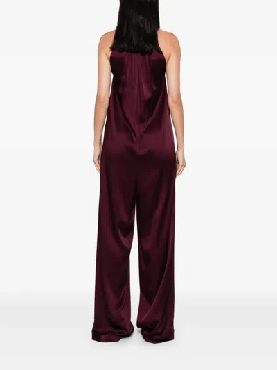 Stella Mccartney Womens Embellished Wide-leg Woven Jumpsuit Bordeaux