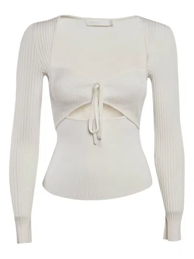 Pre-owned Simkhai Ribbed Tie Detail T-shirt In White