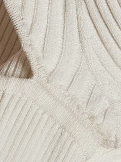 Pre-owned Simkhai Ribbed Tie Detail T-shirt In White