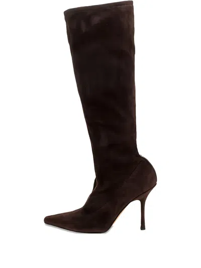 Pre-owned Jimmy Choo 105mm Pointed-toe Suede Knee-high Boots