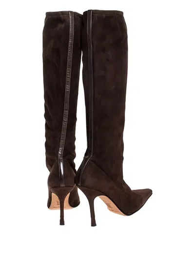 Pre-owned Jimmy Choo 105mm Pointed-toe Suede Knee-high Boots