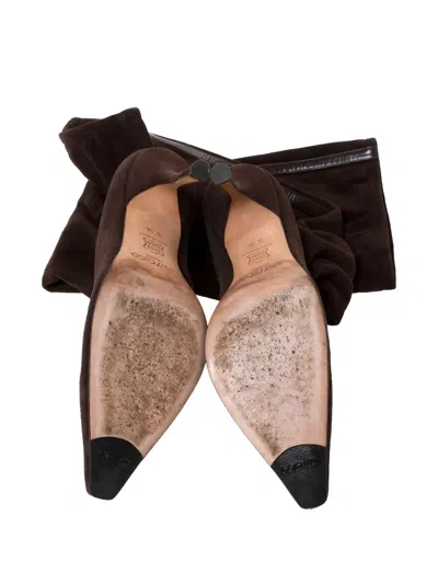 Pre-owned Jimmy Choo 105mm Pointed-toe Suede Knee-high Boots