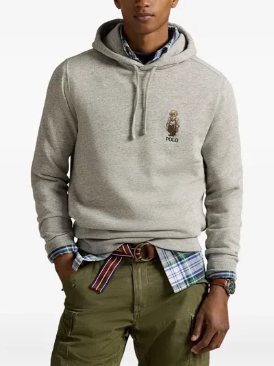 Polo Ralph Lauren Gray Polo Bear Hoodie In Gray