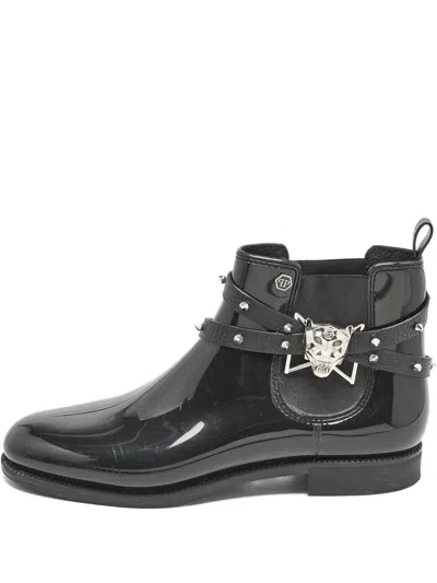 Pre-owned Philipp Plein Marguerite Stud-detail Chelsea Boots In Black