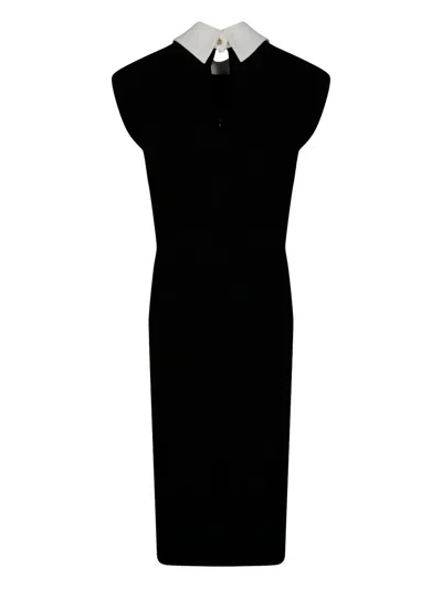 Max Mara Collar-detail Short-sleeve Midi Dress In Multi