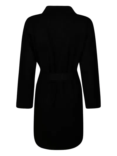 Max Mara Black Wrap Coat With Belted Waist In Black