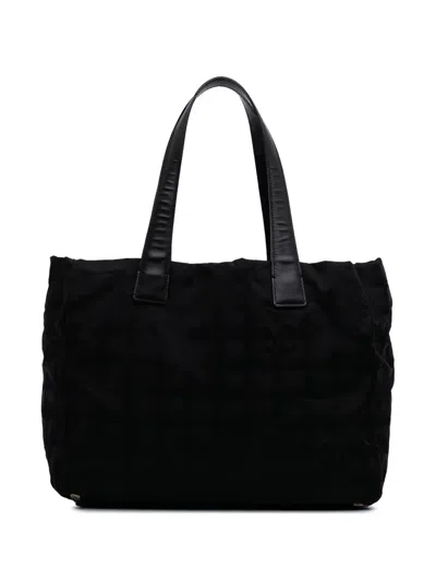 Pre-owned Chanel 2005-2006 New Travel Line Nylon Tote Bag In Black