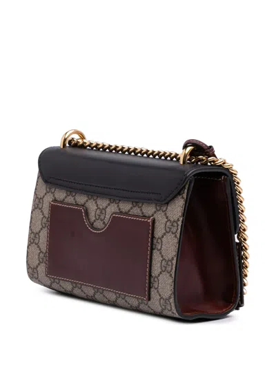 Pre-owned Gucci 2016-2025 Small Gg Supreme Padlock Crossbody Bag In Brown