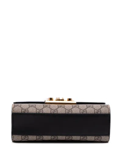 Pre-owned Gucci 2016-2025 Small Gg Supreme Padlock Crossbody Bag In Brown