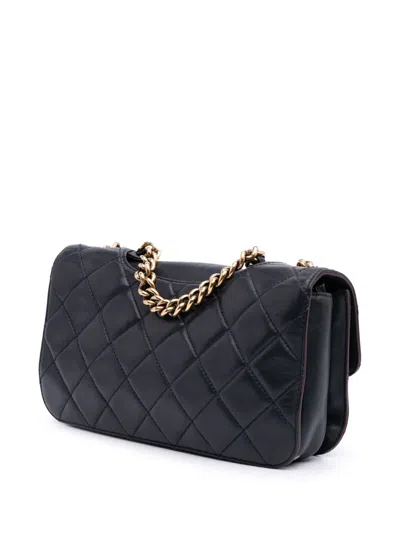Pre-owned Chanel 2012 Medium Quilted Glazed Calfskin Perfect Edge Flap Satchel In Blue