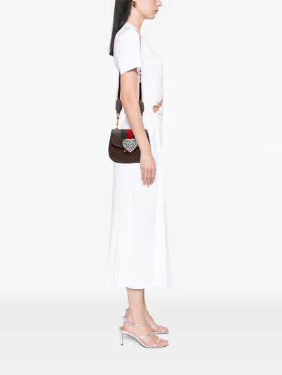 Pre-owned Gucci 2016-2025 Small Linea Totem Crystal Heart Crossbody Bag