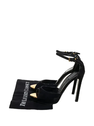 Pre-owned Tom Ford 120mm Suede Platform Sandals In Black