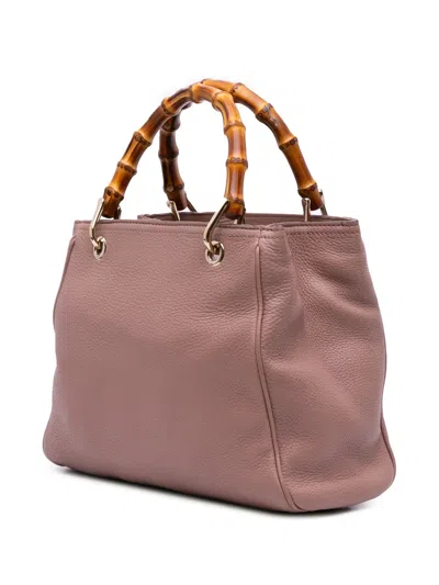 Pre-owned Gucci 2016-2025 Small Calfskin Bamboo Shopper Satchel In Pink