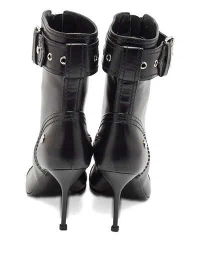 Pre-owned Alexander Mcqueen Zipped Buckled Boots In Black