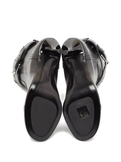 Pre-owned Alexander Mcqueen Zipped Buckled Boots In Black
