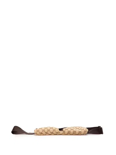 Pre-owned Gucci 2000-2015 Gg Canvas Double Pocket Belt Bag In Brown
