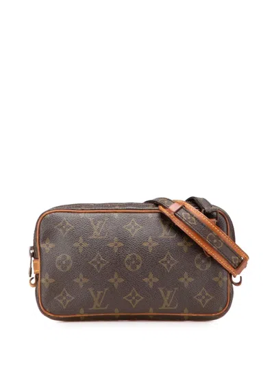 Pre-owned Louis Vuitton 1986 Monogram Pochette Marly Bandouliere Crossbody Bag In Brown