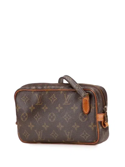 Pre-owned Louis Vuitton 1986 Monogram Pochette Marly Bandouliere Crossbody Bag In Brown