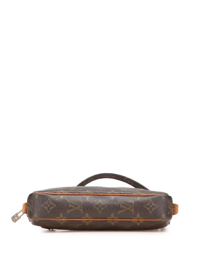Pre-owned Louis Vuitton 1986 Monogram Pochette Marly Bandouliere Crossbody Bag In Brown