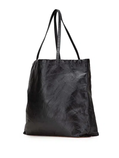 Pre-owned Prada 2013-2025 Nappa Antique Reversible Shopper Tote Bag In Black