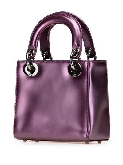 Pre-owned Dior 2000-2025 Mini Patent Lady  Satchel In Purple