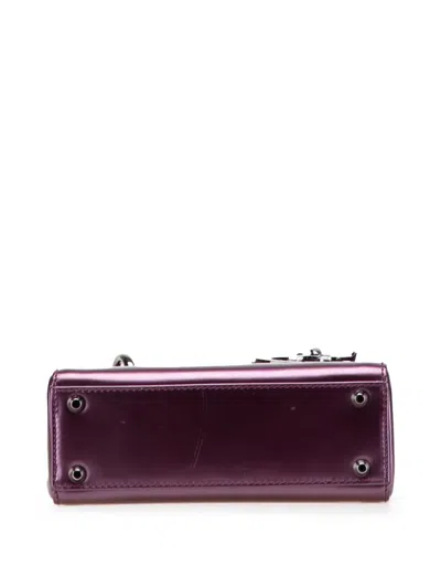 Pre-owned Dior 2000-2025 Mini Patent Lady  Satchel In Purple