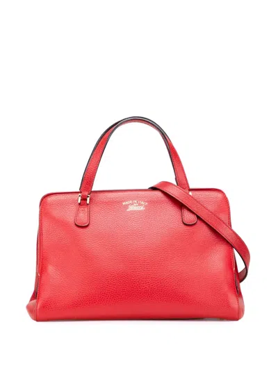 Pre-owned Gucci 2000-2015 Calfskin Swing Top Handle Satchel In Red