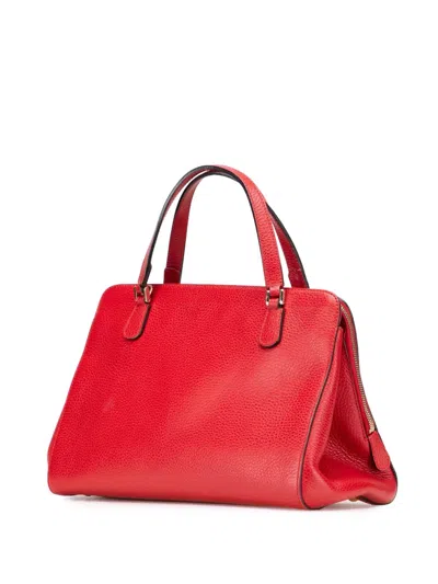Pre-owned Gucci 2000-2015 Calfskin Swing Top Handle Satchel In Red