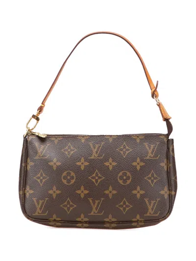 Pre-owned Louis Vuitton 2001 Monogram Pochette Accessoires Shoulder Bag In Brown