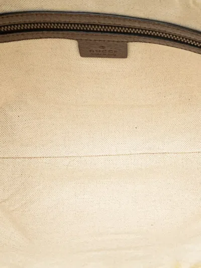 Pre-owned Gucci 2016-2025 Small Gg Supreme Web Ophidia Half Moon Crossbody Bag In Brown