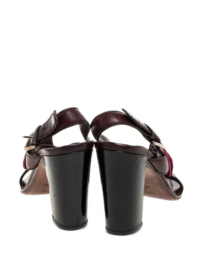 Pre-owned Prada 95mm Crochet-detail Buckle-slingback Sandals In Brown